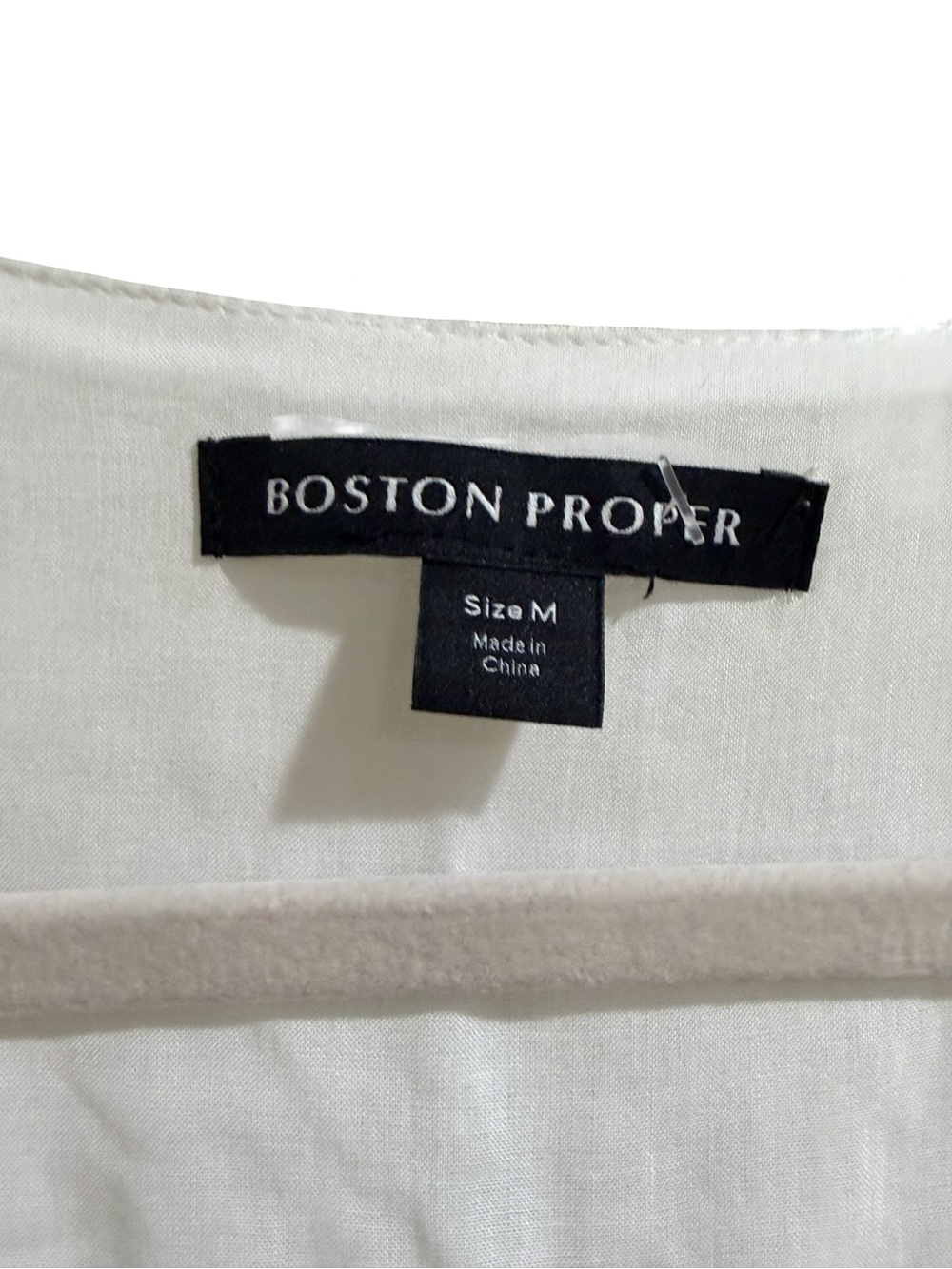 ✨ Boston Proper Linen White Shift Dress Yellow Gold Beaded Detail Size Medium - Picture 8 of 13